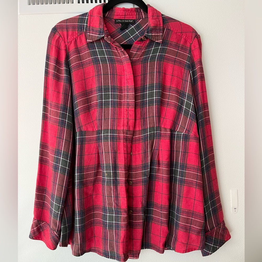 A Pea in the Pod Red Plaid Button Down Shirt